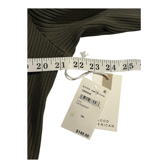 GOOD AMERICAN Women's 3XL Shine Rib V-Neck Cardigan Fatigue Olive Green NWT - Picture 6 of 9